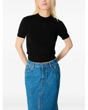 Marine Serre Pullover mit Mond-Logo - Schwarz