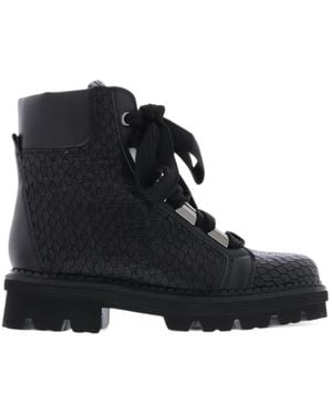Paris Punk Botas Con Cordones Y Efecto De Piel De Serpiente - Negro