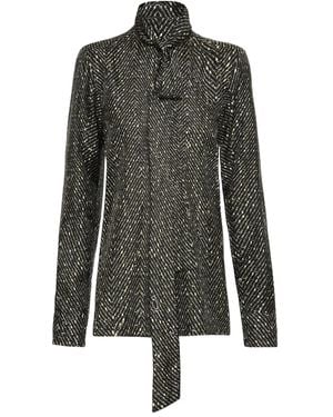 Oscar de la Renta Tie-Neck Blouse - Grey
