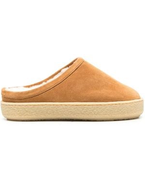 Isabel Marant Fozee Suede Flatform Mules - Brown