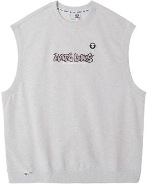 Aape By A Bathing Ape Spencer Met Geborduurd Logo En Ronde Hals - Grijs
