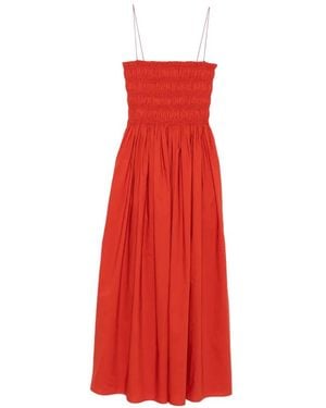 Matteau Shirred Spaghetti-Straps Cotton Maxi Dress