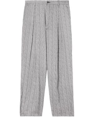 Giorgio Armani Pantalon Rayé À Design Plissé - Grey