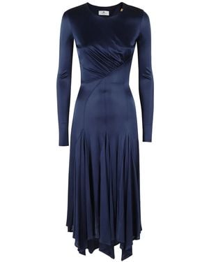 Elisabetta Franchi Draped Evening Dress - Blue