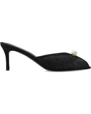 Black Suede Studio Debby Peep-Toe Court Shoes - Black