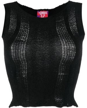 VITELLI Semi-Doorzichtige Top - Zwart