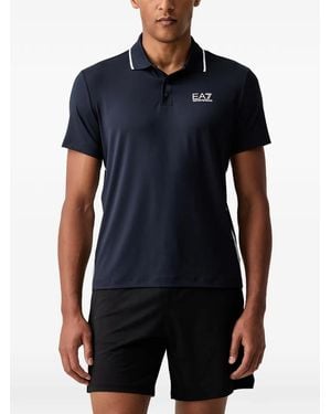 EA7 Polo Con Logo Y Rayas Laterales - Azul