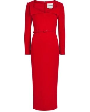 Roland Mouret Belted Wool Midi Dress - Red