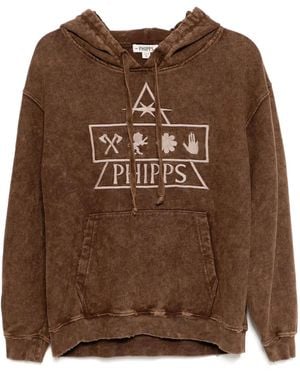Stain Shade Embroidered Hoodie - Brown