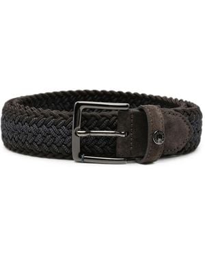 Paul & Shark Braided Suede-Trim Belt - Black