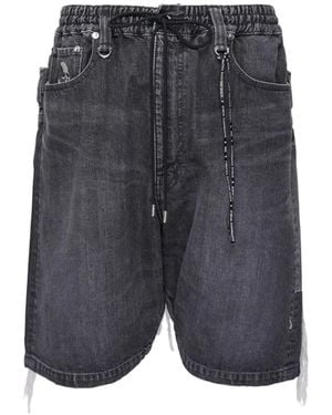 Mastermind Japan Distressed Drawstring Denim Shorts - Grey
