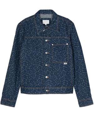 Maison Kitsuné Geometric-Patterned Denim Jacket - Blue
