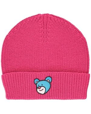 INBETWEENERS Ribbed Logo-Detail Knitted Hat - Pink