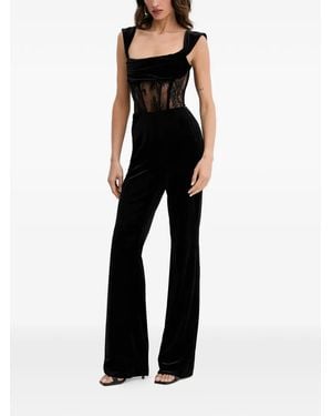 retroféte Leni Velvet Jumpsuit - Black