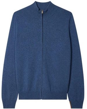 Paul Smith Mid Cashmere Zip Cardigan - Blue