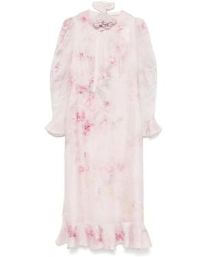 Zimmermann Light Floral Print Midi Dress - Pink
