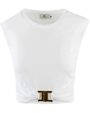 Elisabetta Franchi Logo-Plaque Cropped Top - White
