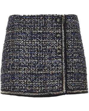 Etro Bouclé Gebreide Mini-Rok Met Knopen - Zwart