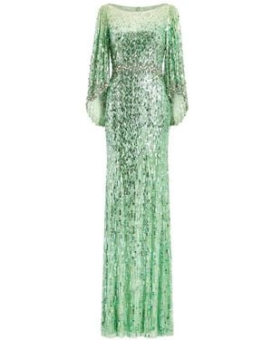 Jenny Packham Robe Ornée De Sequins À Coupe Longue Ines - Green