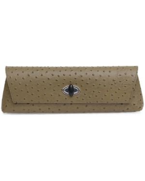 Christopher Esber Buki Ostrich-Effect Clutch Bag - Grey