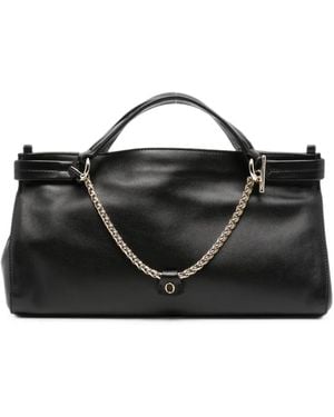 Orciani Chain-Link Leather Shoulder Bag - Black