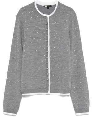 Maje Rhinestone-Embellished Cardigan - Grey