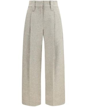 Brunello Cucinelli Pleated Wide-Leg Pants - White