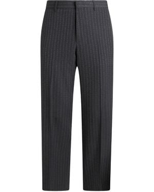 Etro Pinstriped Logo Trousers - Grey