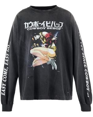 SAINT Mxxxxxx Cowboy Bebop Graphic-Print Long-Sleeve T-Shirt - Grey