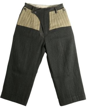 Ziggy Chen Pinstriped Panelled Trousers - Grey