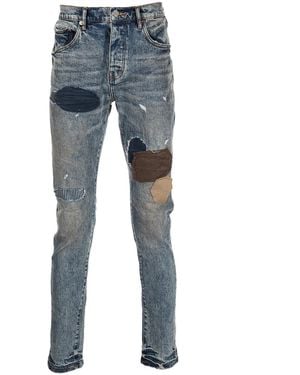 Purple Brand Patchwork Low-Rise Slim Jeans - Blue