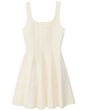 Ba&sh Cattana Ribbed-Knit Flared Dress - White
