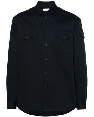 McQueen Logo-Trim Cotton Shirt - Black
