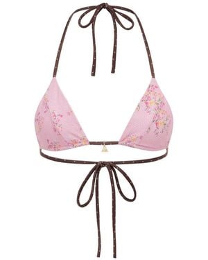 FAE SWIM Honey Reversible Floral-Print Bikini Top - White