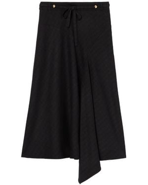 Claudie Pierlot Falda Midi A Cuadros - Negro