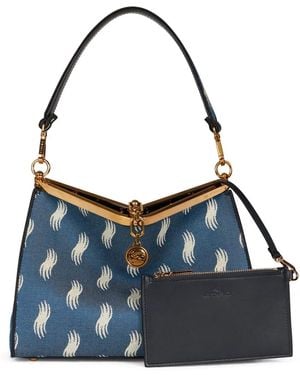 Etro Medium Vela Denim Shoulder Bag - Blue
