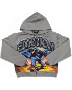 Mixed Emotions Graphic-Print Rhinestone-Embellished Hoodie - Grey