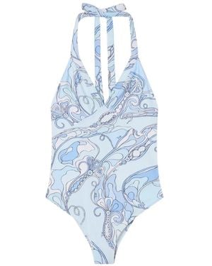 PUCCI Orchidee-Print Swimsuit - Blue