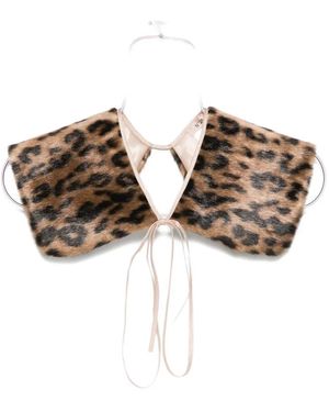 N°21 Leopard-Print Faux-Fur Collar - Brown