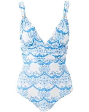 Melissa Odabash Panarea Floral-Print Swimsuit - Blue