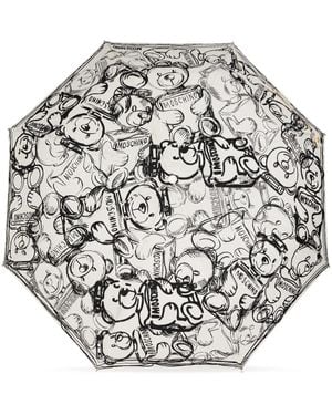 Moschino Ombrello Teddy Bear Con Stampa - Grigio
