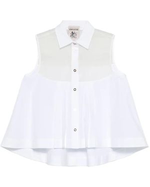 Semicouture Button-Up Pleated Blouse - White