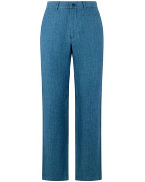 Brooks Brothers Herringbone-Weave Linen Trousers - Blue
