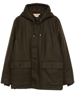 Sandro Hooded Parka Coat - Brown