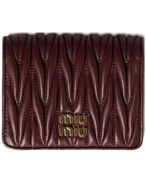 Miu Miu Small Matelassé Nappa Leather Wallet - Purple