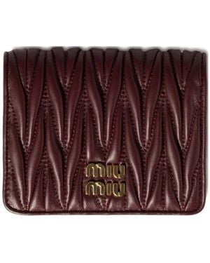 Miu Miu Portemonnaie Aus Matelassé-Leder - Lila