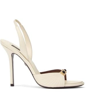 Roberto Cavalli Jewel-Embellished Pleated Sandals - White