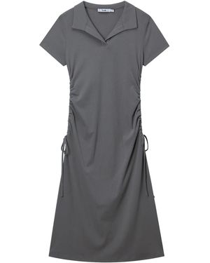 B+ AB Drawstring Detailing Dress - Gray