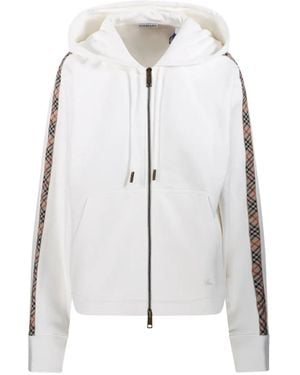 Burberry Check Zip Hoodie - White