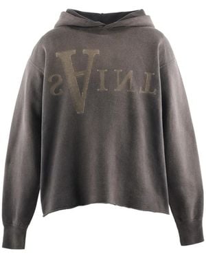 SAINT Mxxxxxx Logo-Print Raw-Cut Hoodie - Grey
